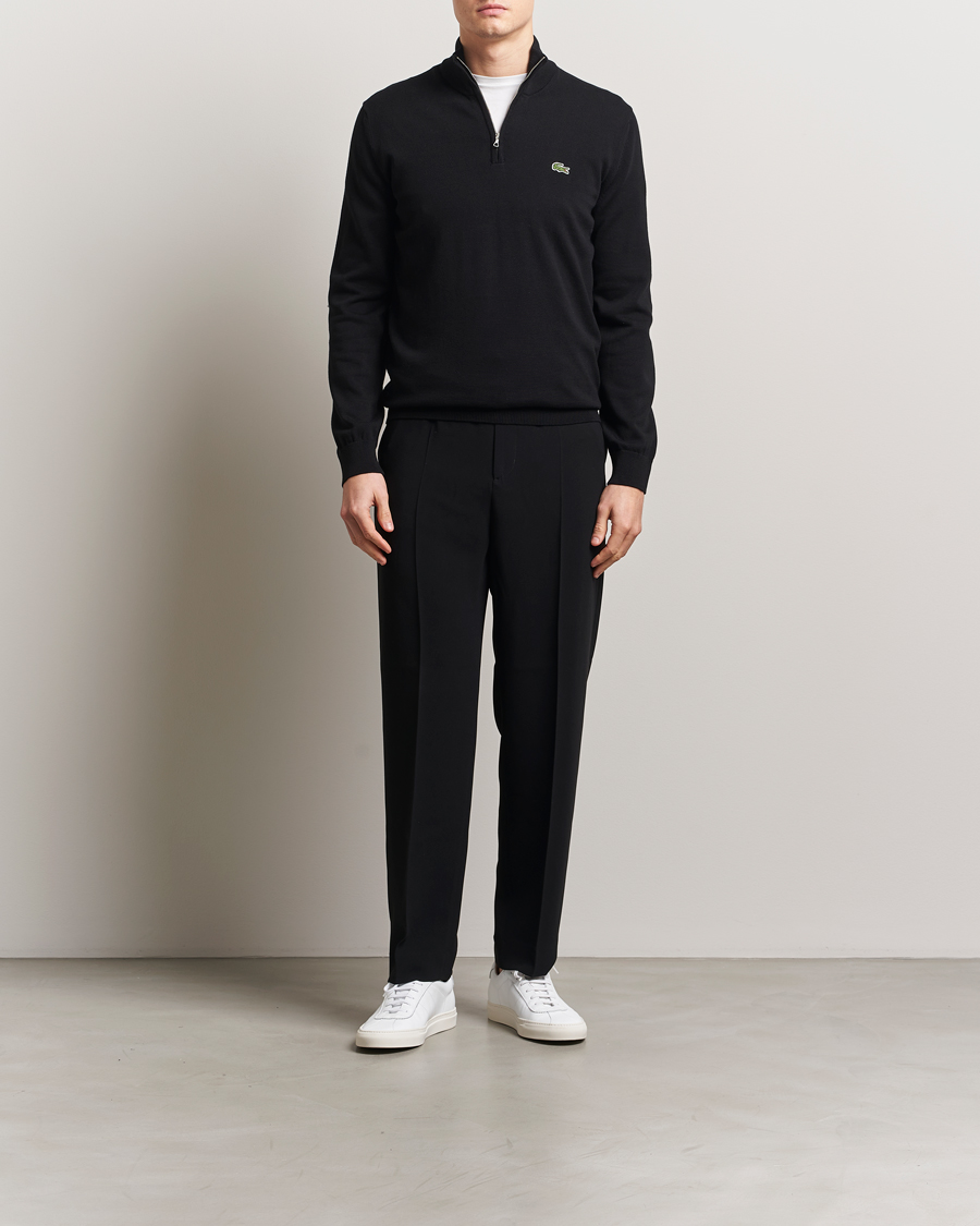 Lacoste Cotton Knitted Half Zip Black