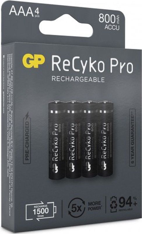 GP ReCyko Pro - Oplaadbare AAA Batterijen - 800mAh - 4 Stuks
