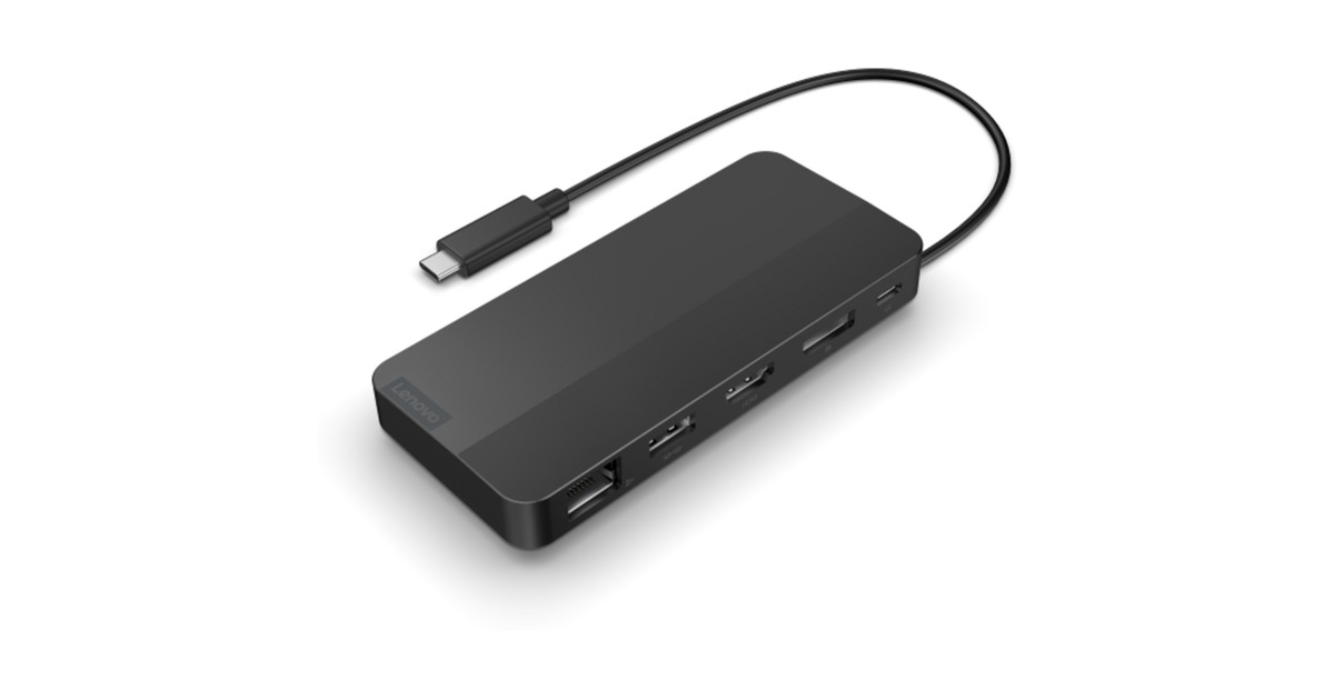 LenovoUSB-C-Travel Dock voor 2 schermen (met adapter) dockingstation  (Zwart)