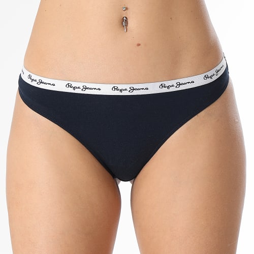 Lot De 3 Strings Femme Classic PLU10956 Bleu Marine Blanc Bleu Clair