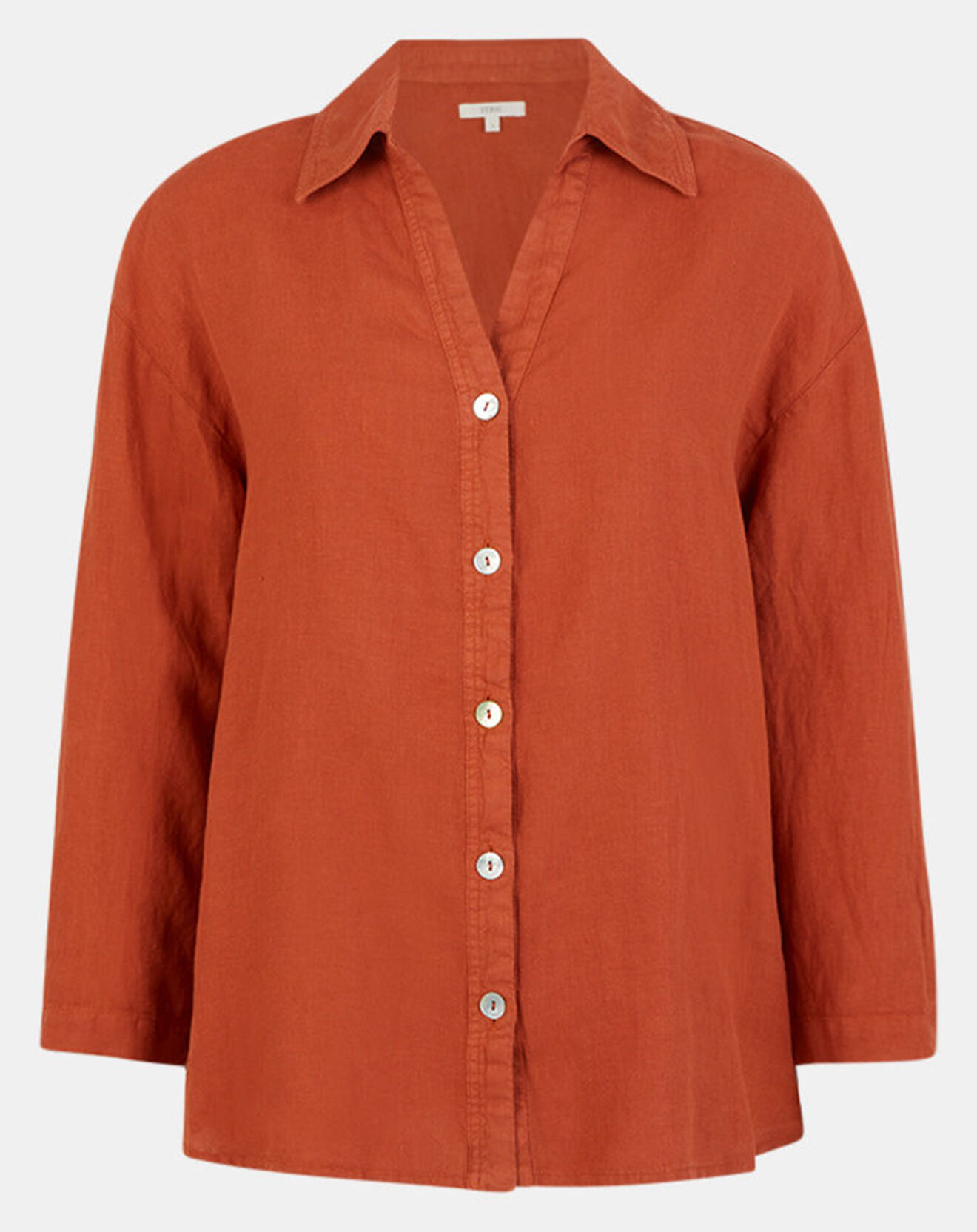 Yerse Chemise 100% Lin Tuareg marron foncé