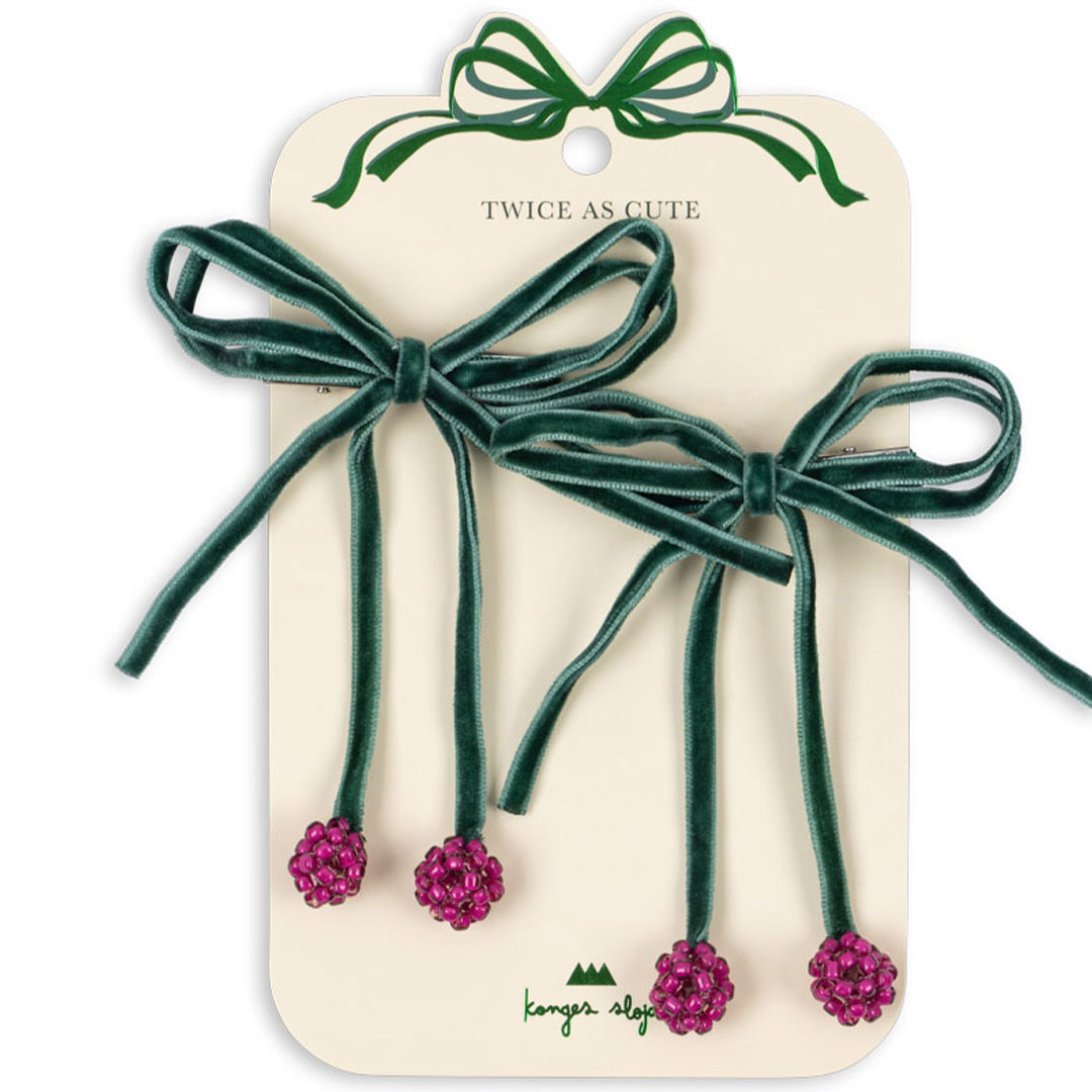 konges sløjd haarclips cherry bow - smoke pine - 2st