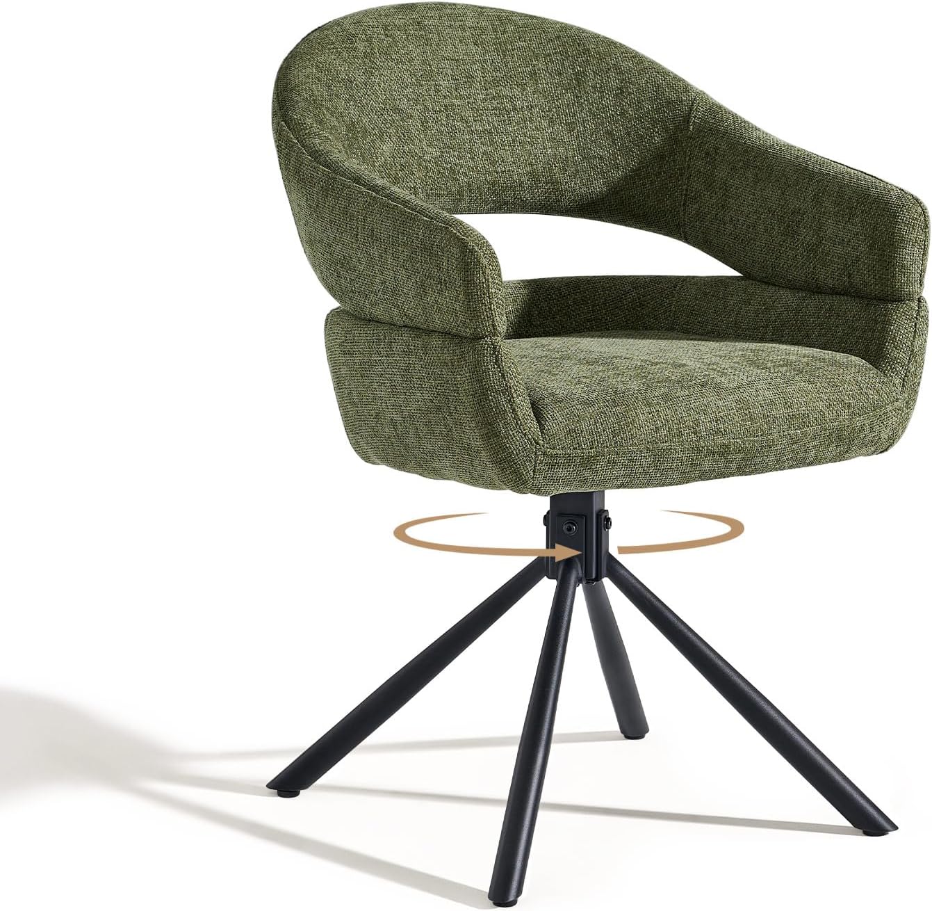 CLIPOP 1er Set Esszimmerstuhl Drehbar mit Armlehne, Drehbar 360°, Küchenstuhl, Moderner Polsterstuhl mit Stoffrückenlehne für Küche, Esszimmer, Schlafzimmer (Grün)