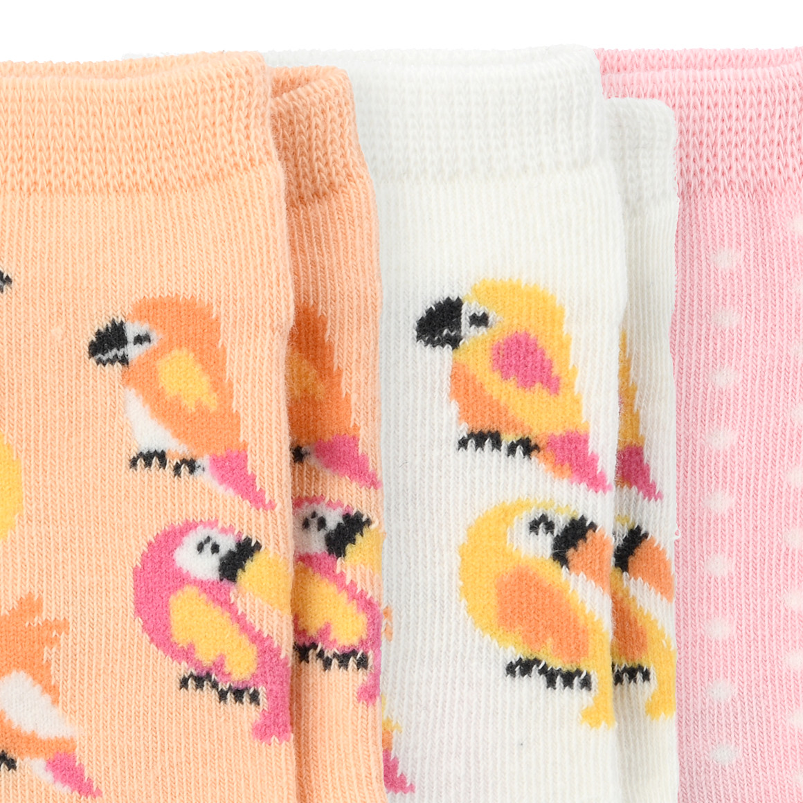 Topomini 3 Paar Baby Socken in verschiedenen Dessins weiss / rosa / orange
