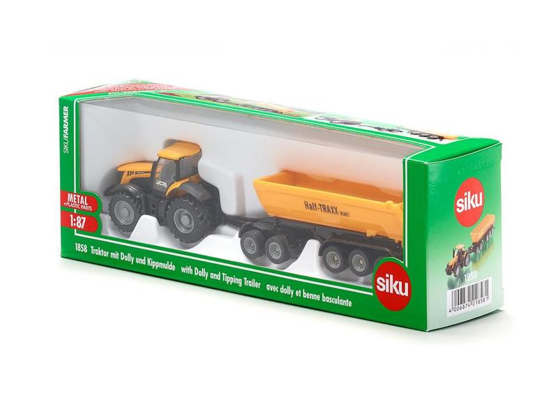 Siku Traktor JCB 8250 Fastrac mit Dolly und Kippmulde 1:87 H0 JCB Fastrac mit Anhänger