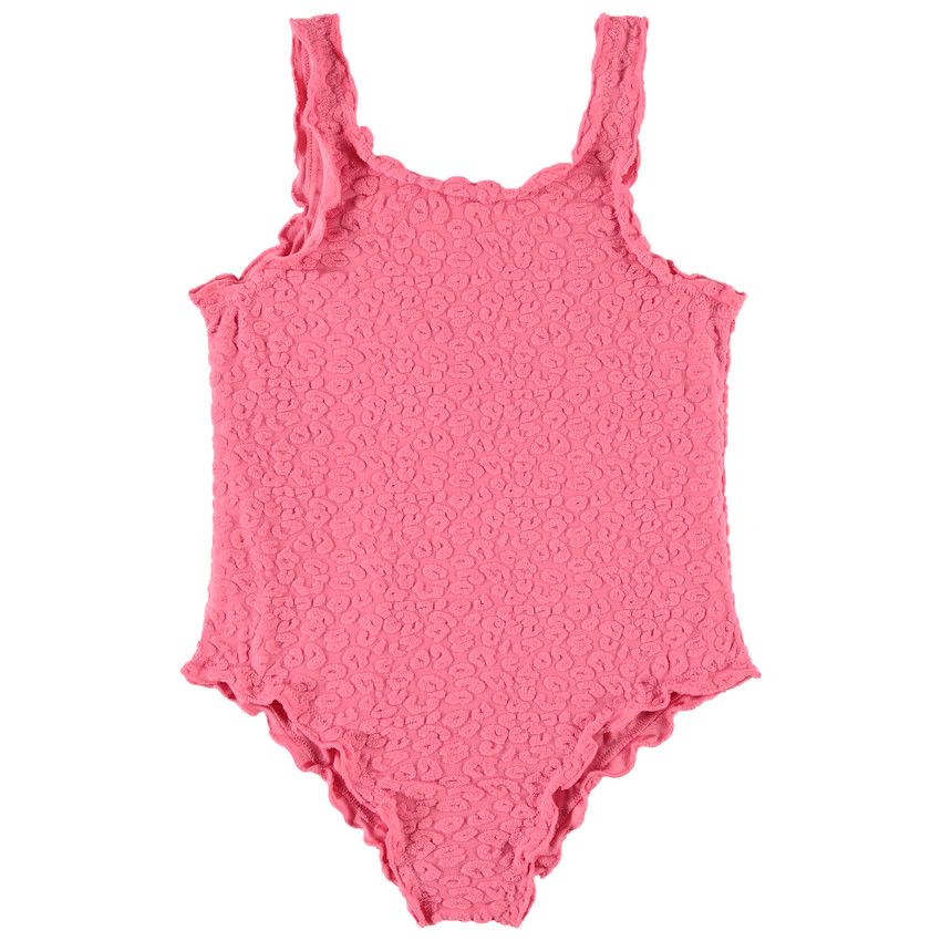 Maillot de bain 1 pièce uni avec motif animalier en relief pour fille - Multicolore