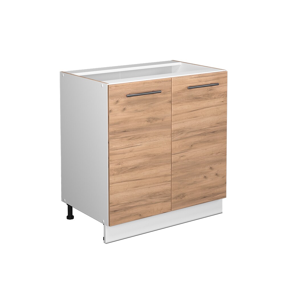 Vicco Unterschrank Küchenschrank Küchenmöbel Fame-Line Weiß Eiche modern 80 cm Küche Einbauküche Drehtür Einlegeboden Blende Küchenzeile
