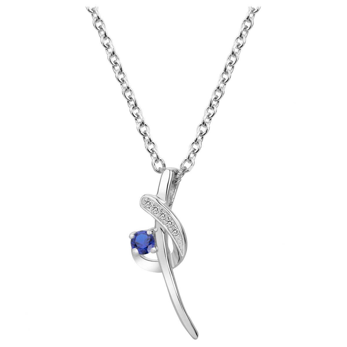 Collier mono-motif en Argent avec spinelle bleu saphir