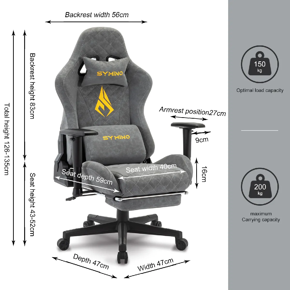 Vidaxl Chaise de jeu Symino FG - Noir