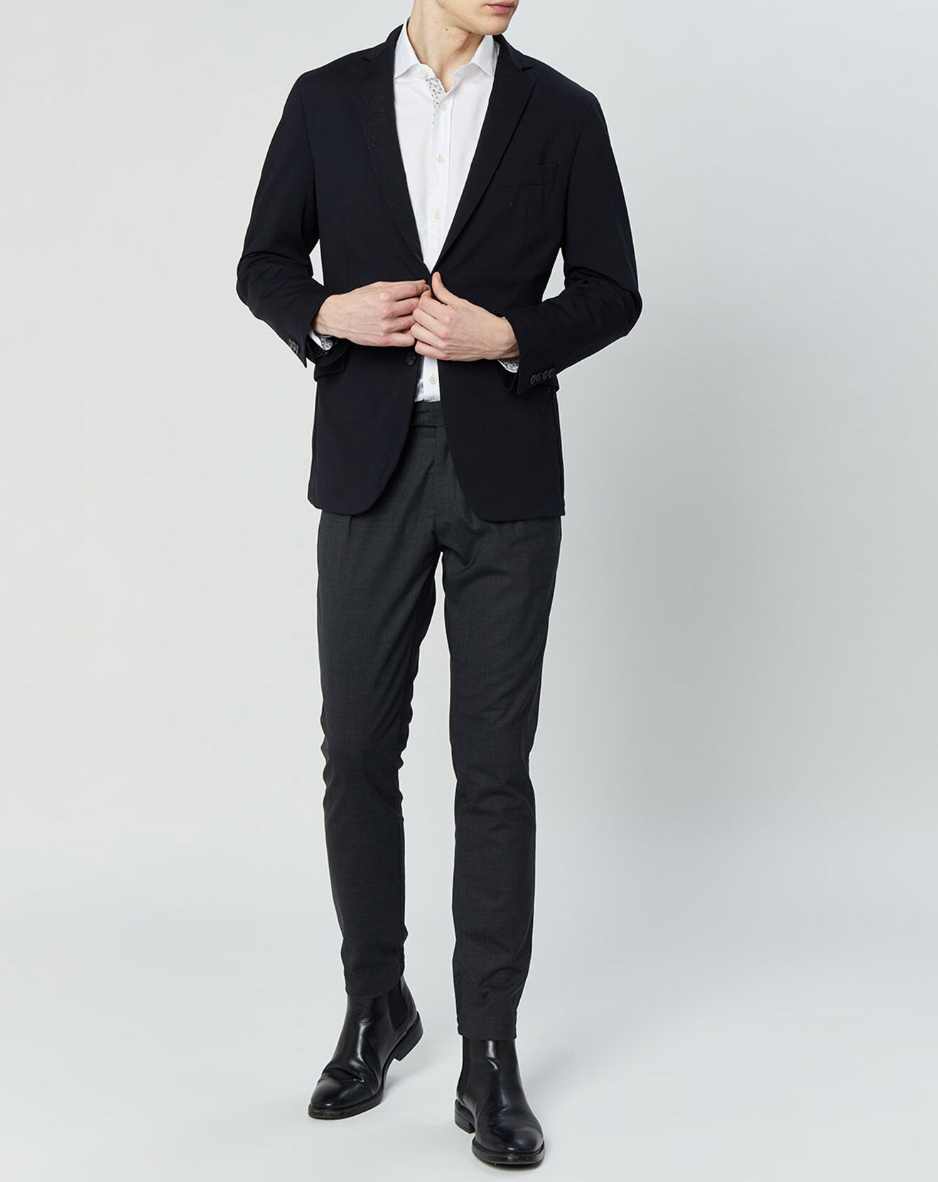 Hackett London Pantalon en Laine mélangée Chino Slim Hybrid anthracite