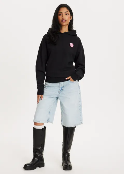 Hoodie met print feel good zwart (ZWART)