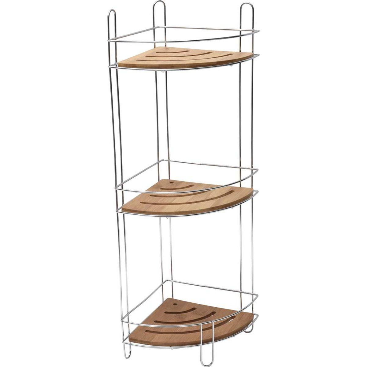 ETAGERE D ANGLE FIL METAL  BAMBOU 3 NIVEAUX CHROME  BAMBO