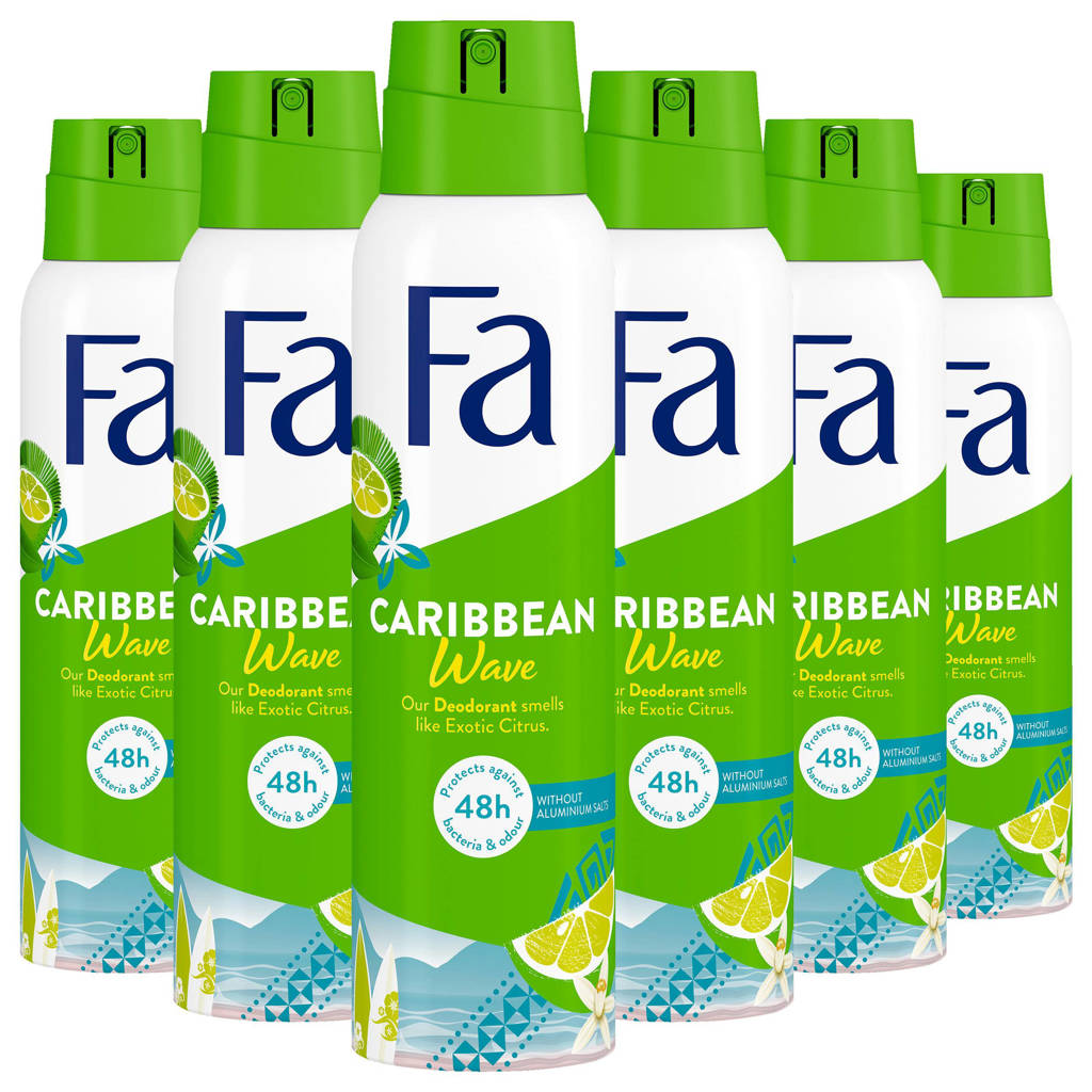 FantastischCaribbean Wave deospray - 6 x 150 ml - voordeelverpakking