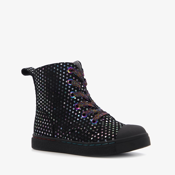 TwoDay leren meisjes veterschoenen met stippen
