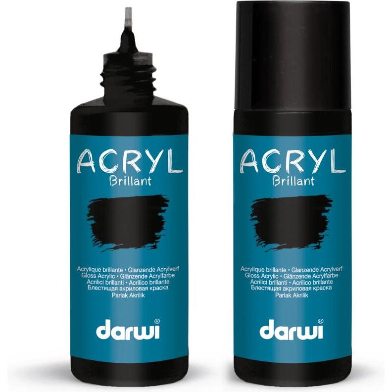 Darwi Flacon de 80 ml de Peinture Acrylique Universelle Brillante - Noir
