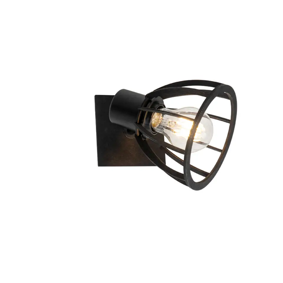 Qazqa wandlampen fotu zwart e27
