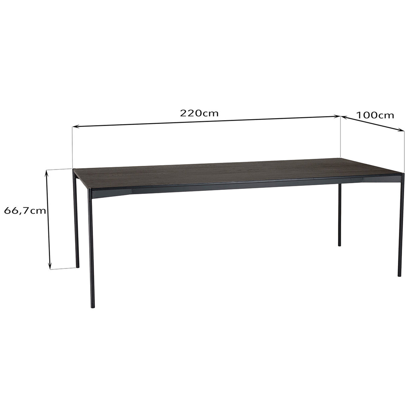 Macabane Table à manger rectangulaire Daly noire - 220x100 cm