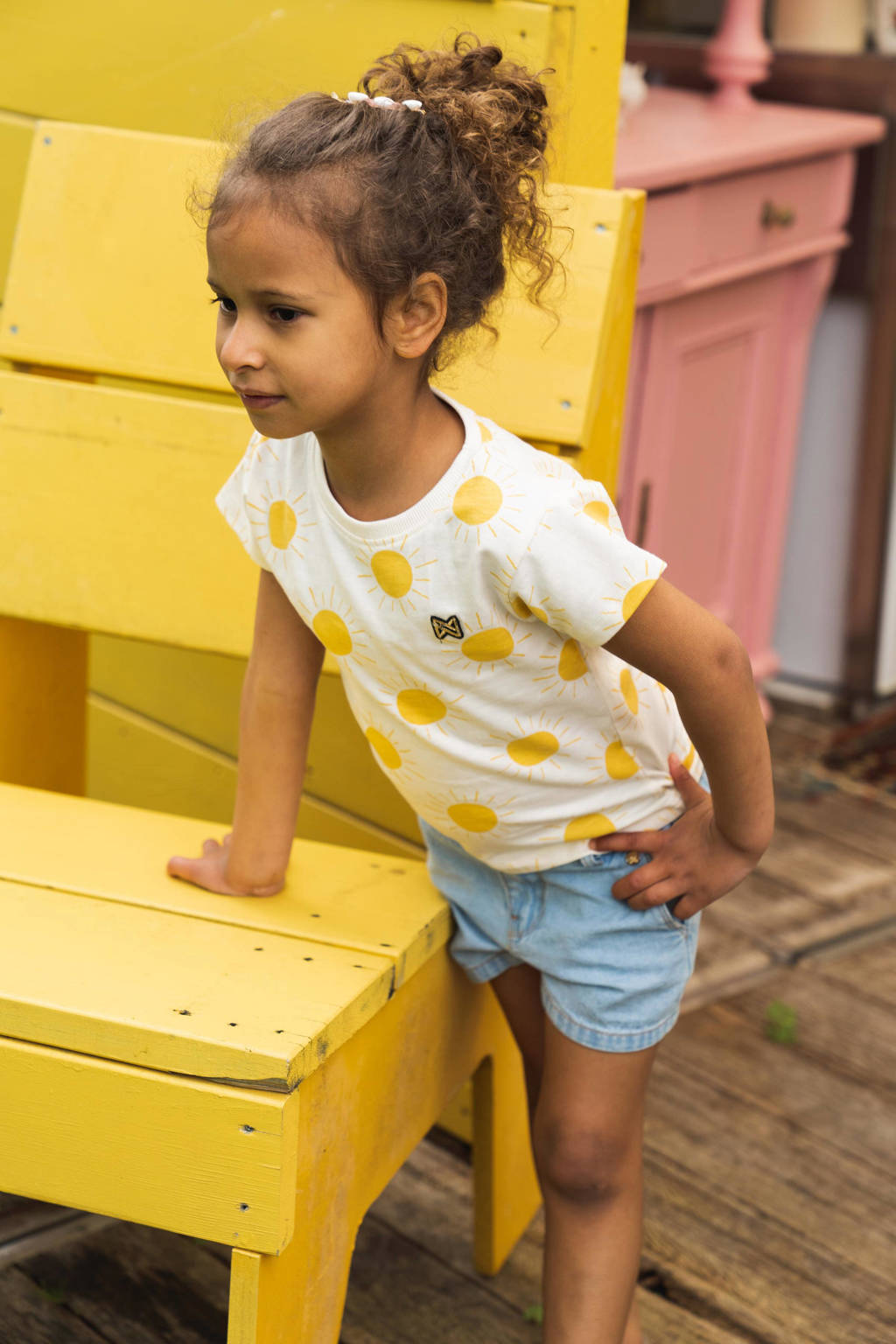 Koko Noko T-shirt met all over print geel