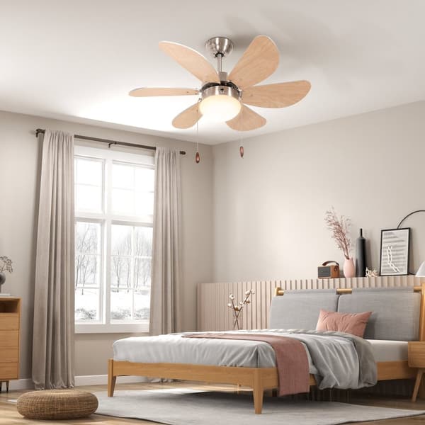 Takvifte Med Led-Belysning 16W Taklampe Med Viftehengelys 6 Vendbare Blader For Stuen Bøk