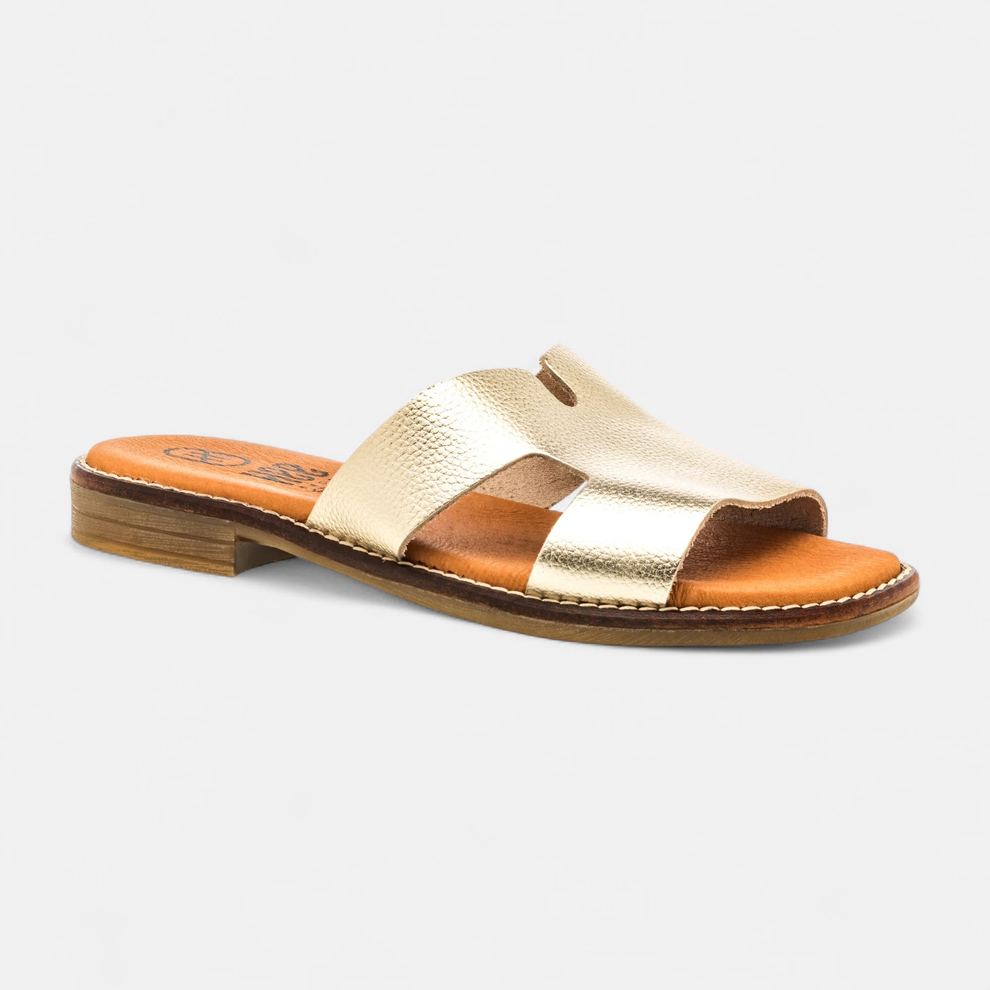Mules Femme en cuir or