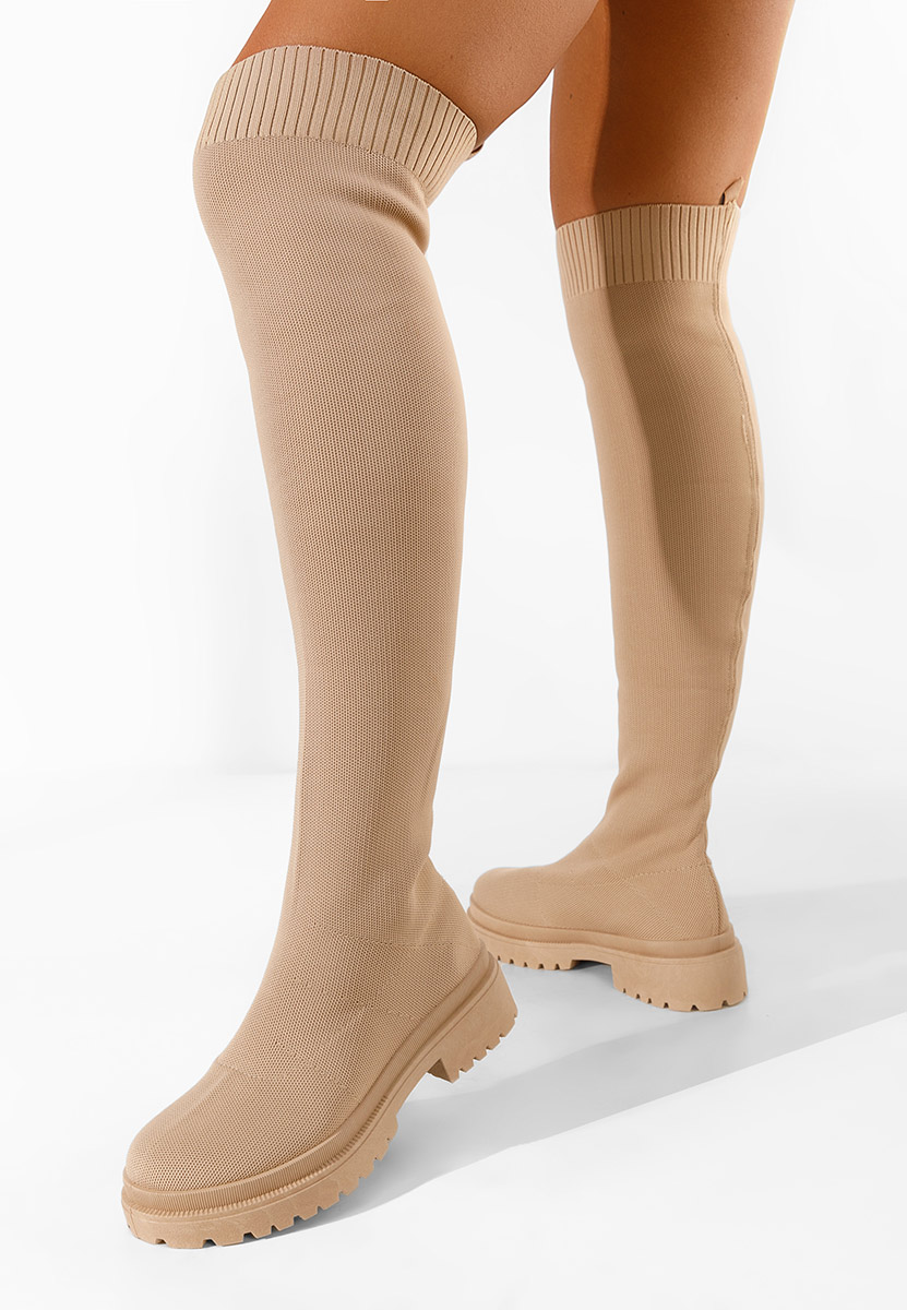 Bottes hautes femme plates kaki Oluvera V2