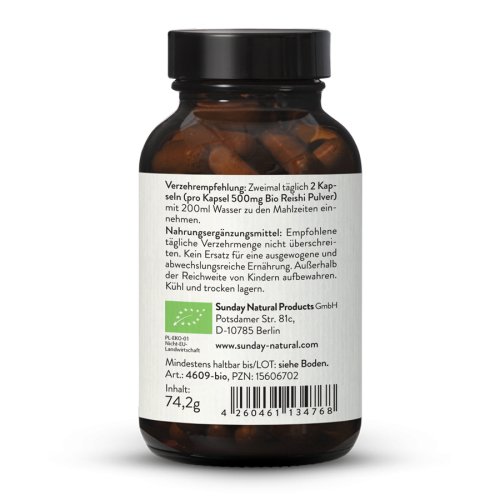 Sunday Natural Products  Bio ReishiKapseln