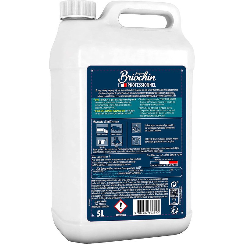 Vinaigre de ménage Briochin professionnel - Bidon de 5 litres