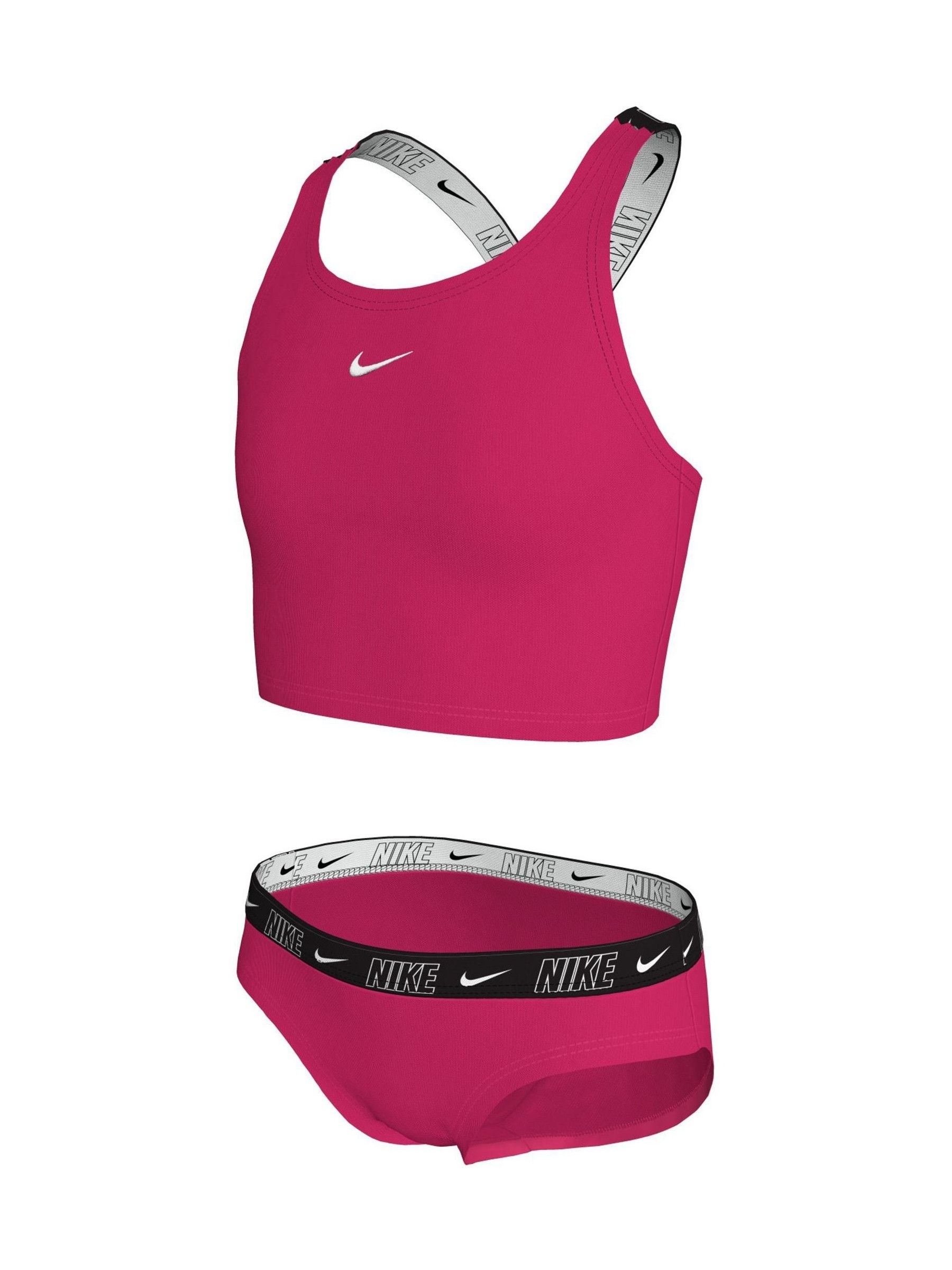 Lichtroze - Nike bikiniset met gekruiste bandjes en logobies