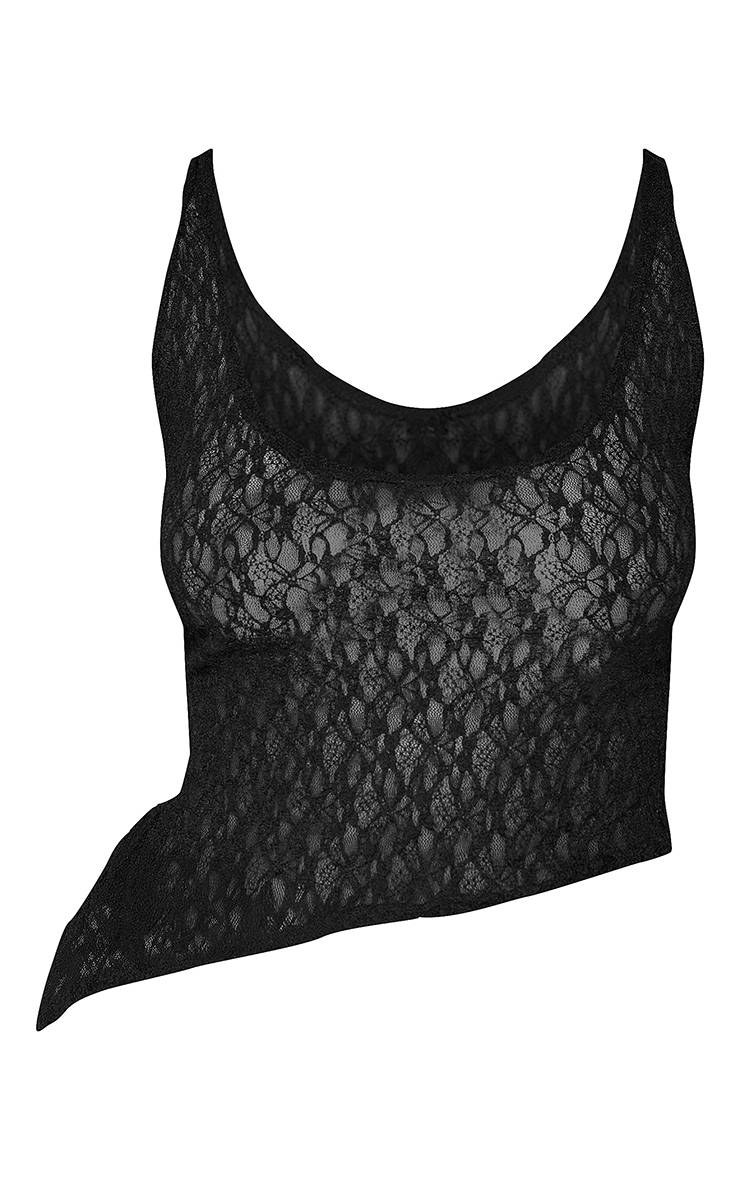 Noir Haut Asymétrique Texturé Près Du Corps