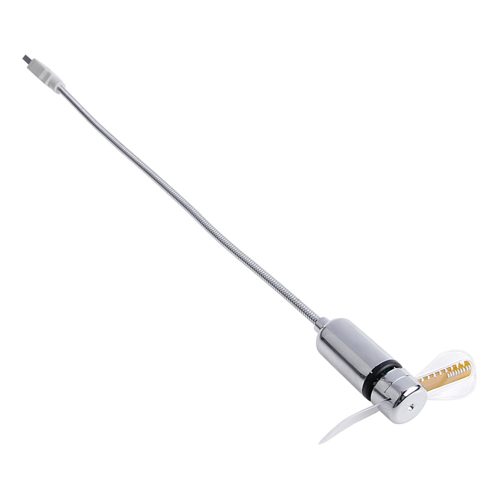 (41x9cm) Flexibler Mini USB Ventilator Schwanenhals Lüfter mit LED Uhrzeit Anzeige - Silber