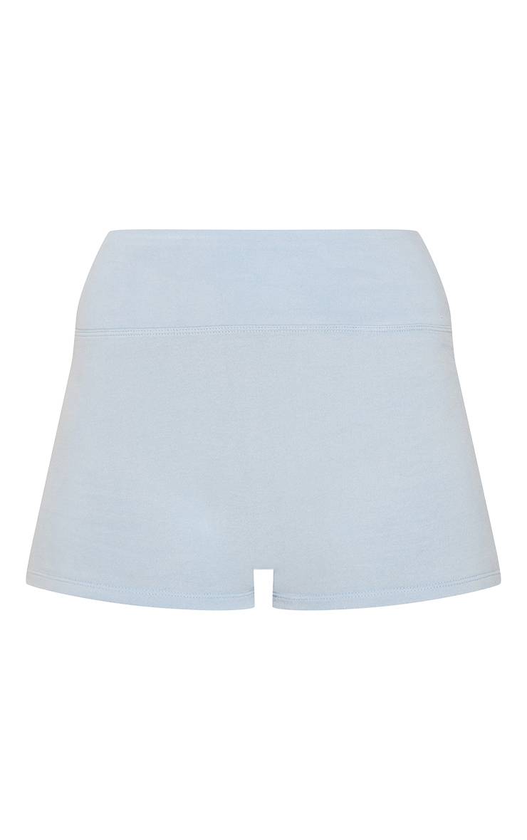 Bleu Poudré Short Moulant En Coton Doux