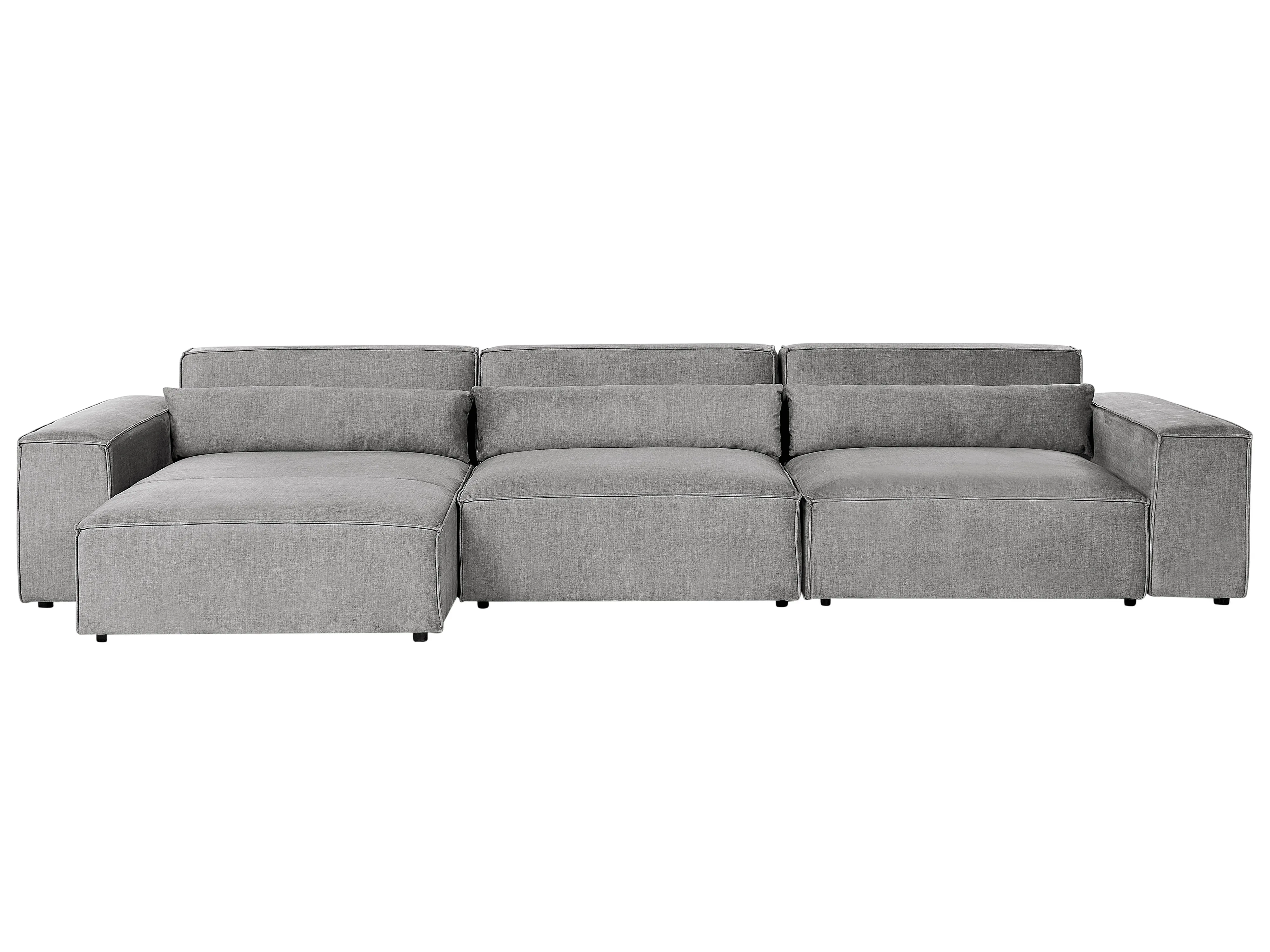 Modulaire hoekbank 3-zits HELLNAR Stof Grijs rechtszijdig