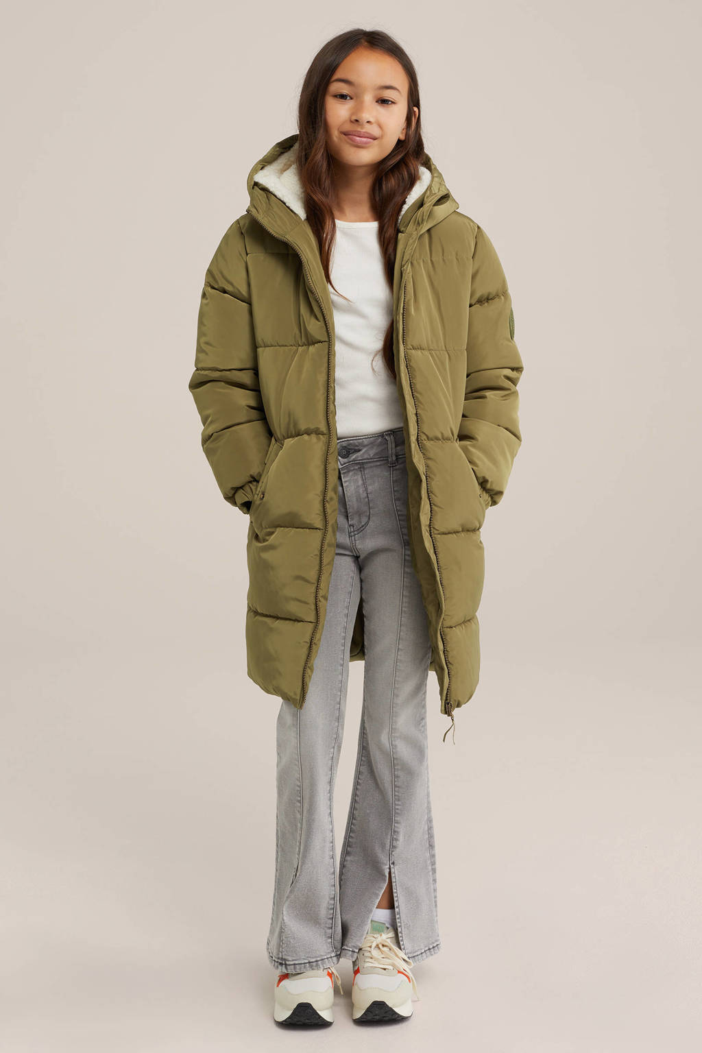 WE Fashion gewatteerde winterjas olijfgroen