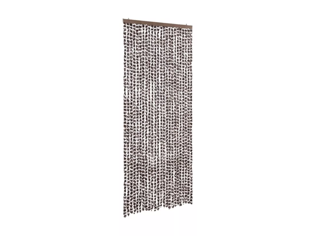 Rideau anti-mouches marron et blanc 100x200 cm chenille