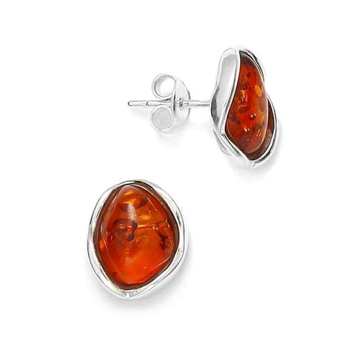 Clous d'oreilles ambre argent 925