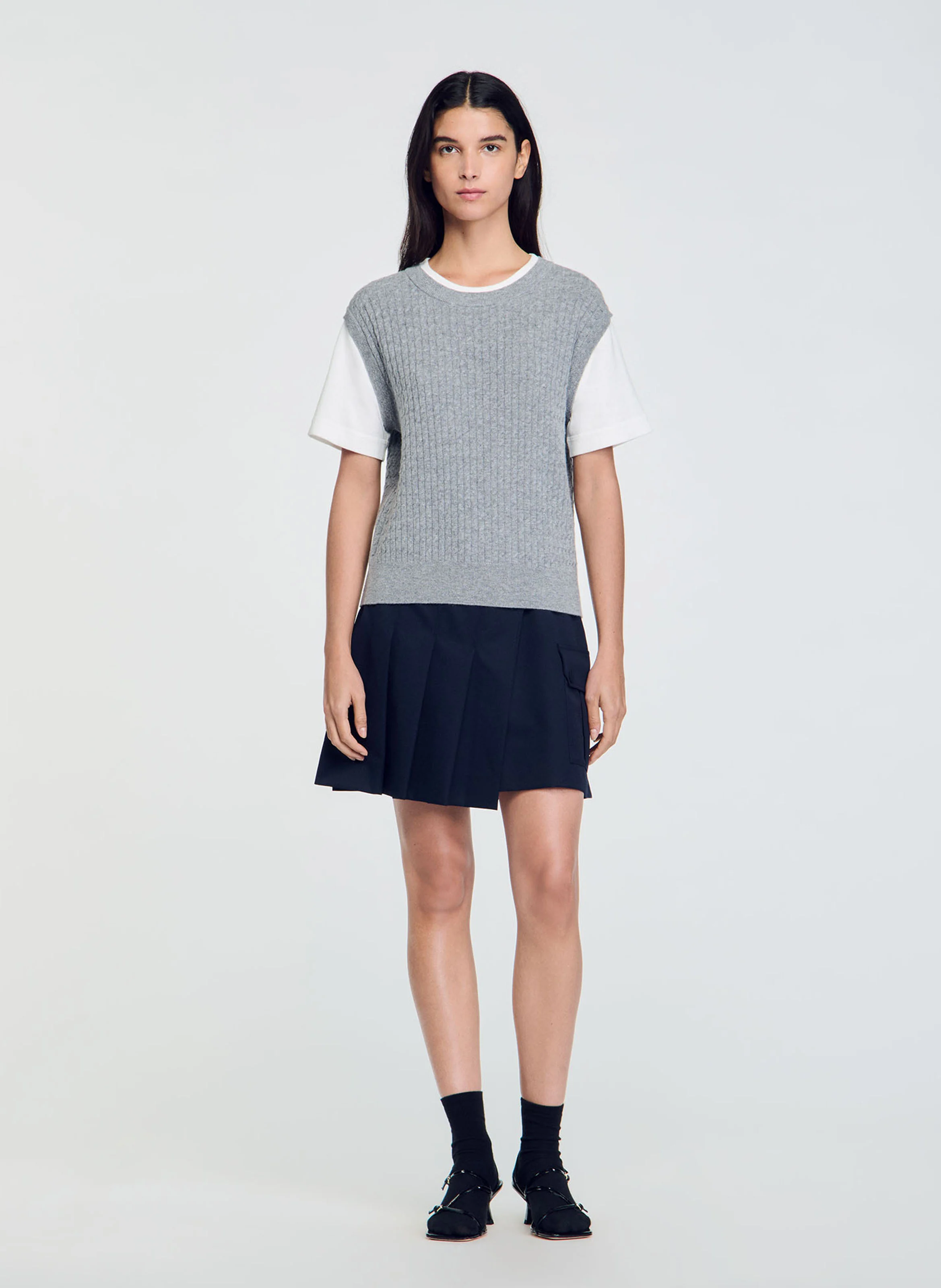 Pull col rond en laine mélangée | Gris