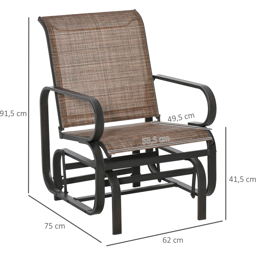 Outsunny Schaukelstühle mit Stoff Rückenlehne und Sitz braun