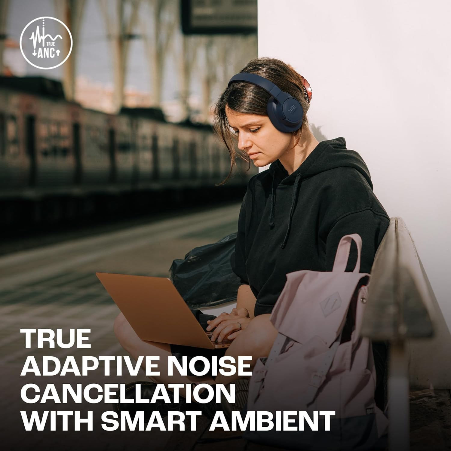 Tune 770NC BT Bluetooth Kopfhörer On-Ear Headset Pure Bass Sound   Adaptives Noise Cancelling (JBLT770NCWHT) - Weiss