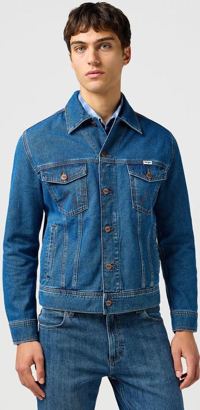 Wrangler - Classic Jas - Middenblauw - Denim - Normale Pasvorm