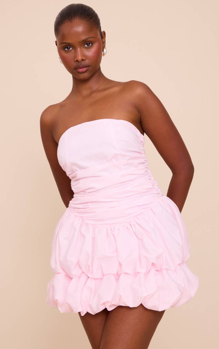 Rose Bébé Robe Mini Bouffante Bustier Froncée