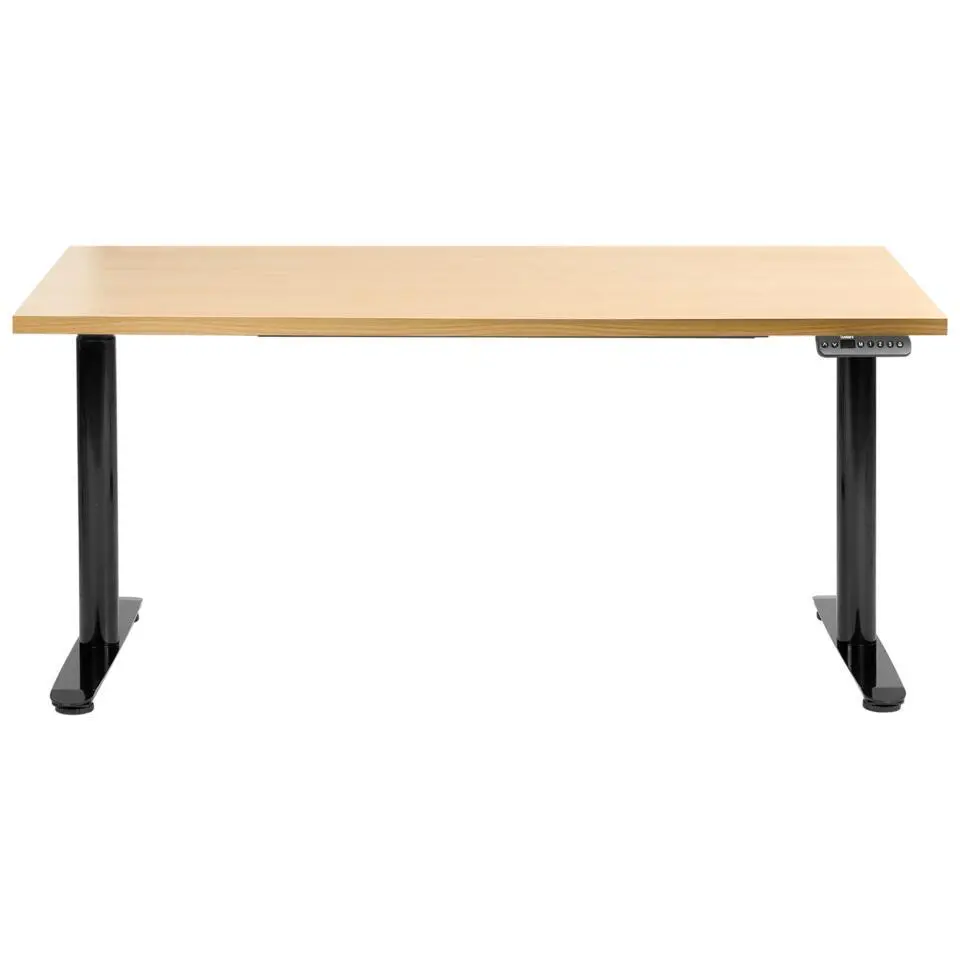DESTINAS - Elektr bureau - Zwart/Lichtbruin - 160 x 72 cm - Vezelplaat