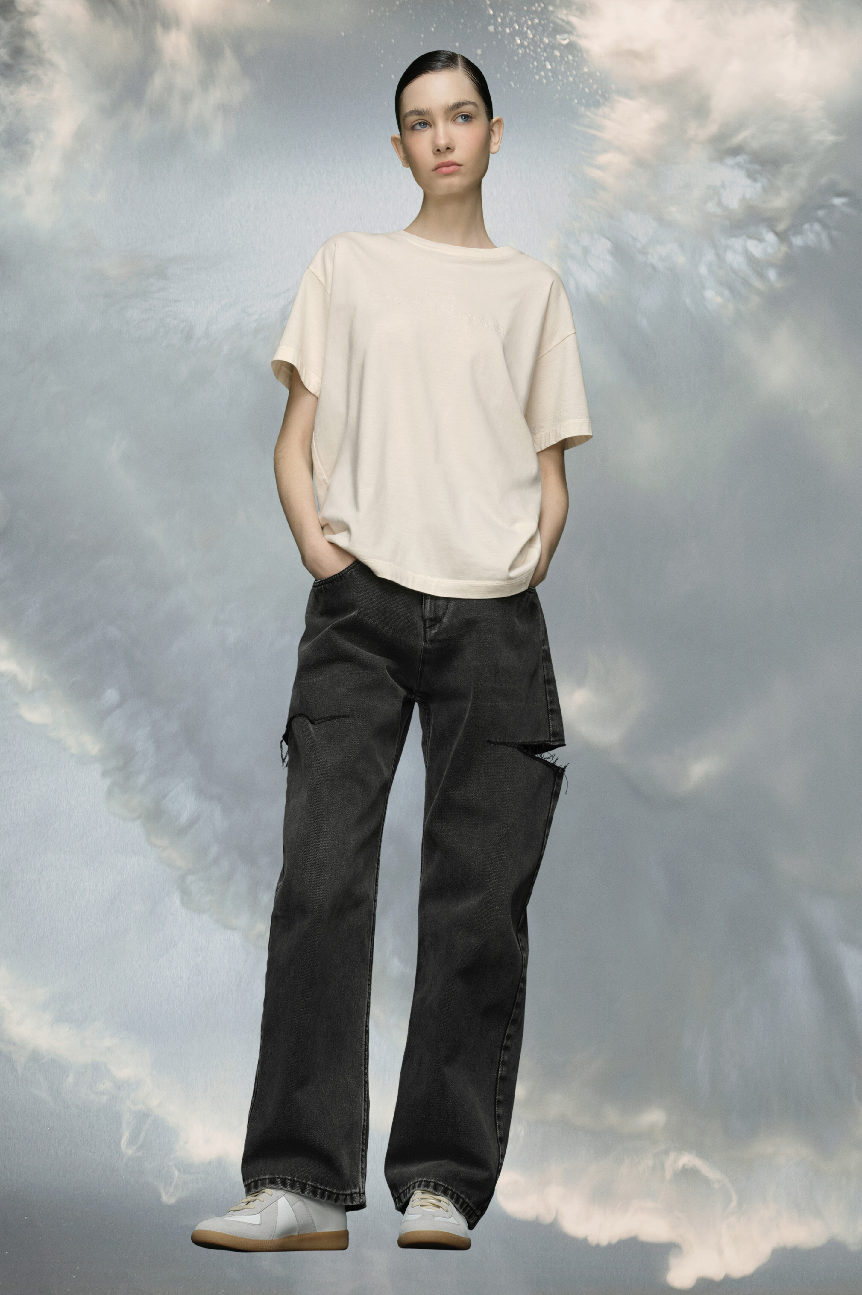 White Cotton Crewneck T-Shirt Blanc
