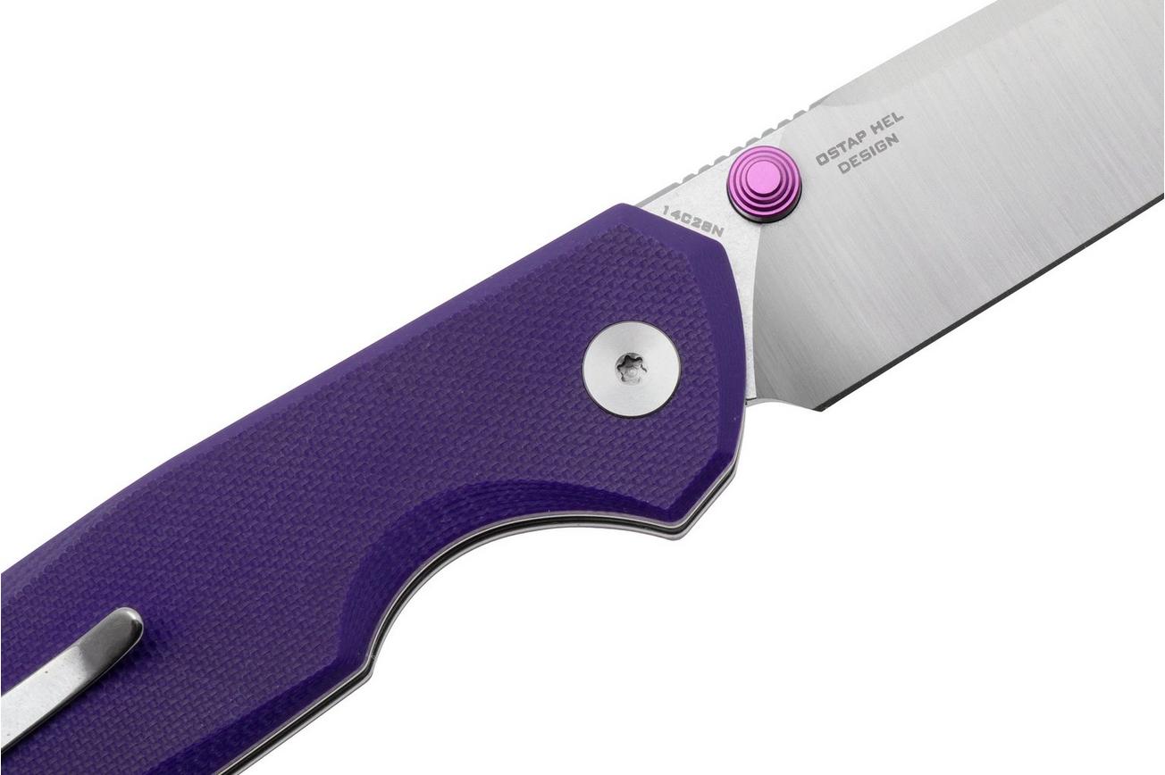 Bestechman Velix BMK07C 14C28N, Purple G10 zakmes, Ostap Hel design