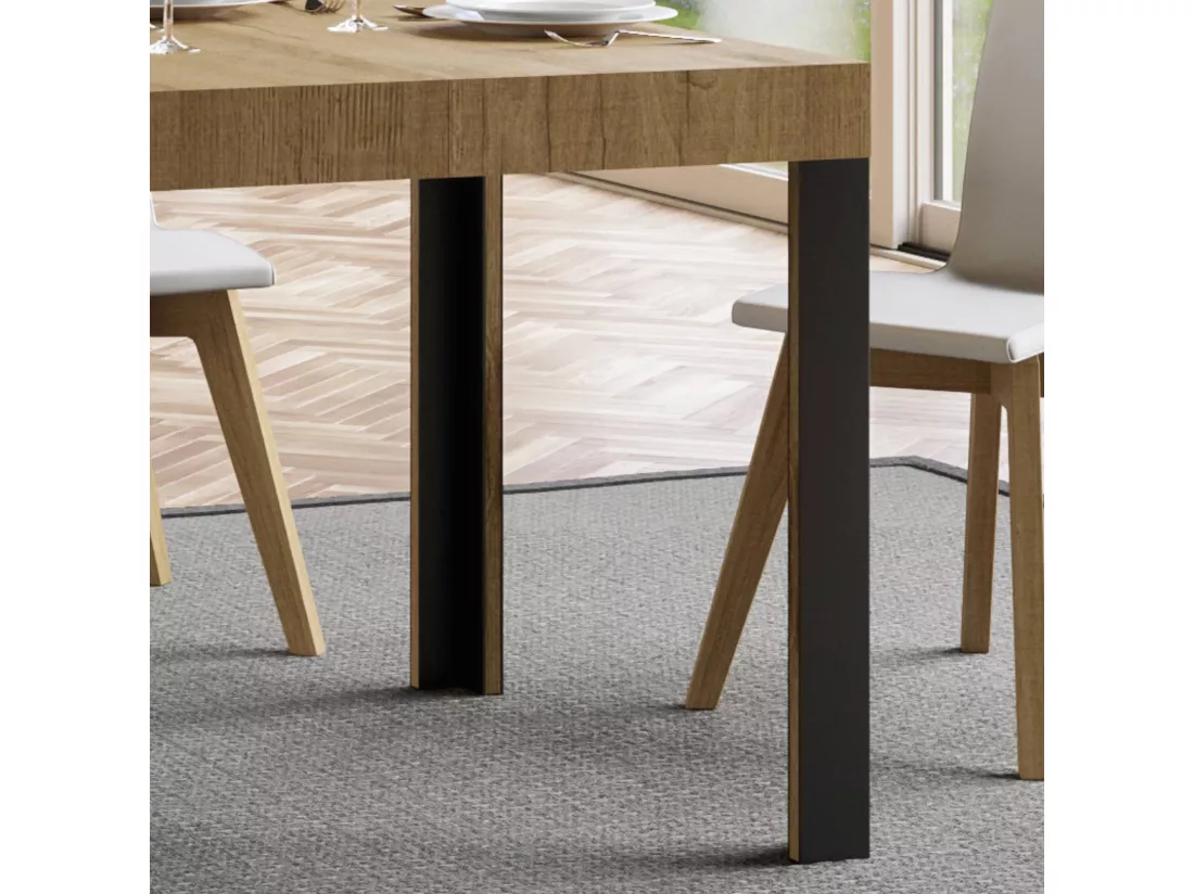 Table extensible 90x180/284 cm Linea Chêne Nature cadre Anthracite