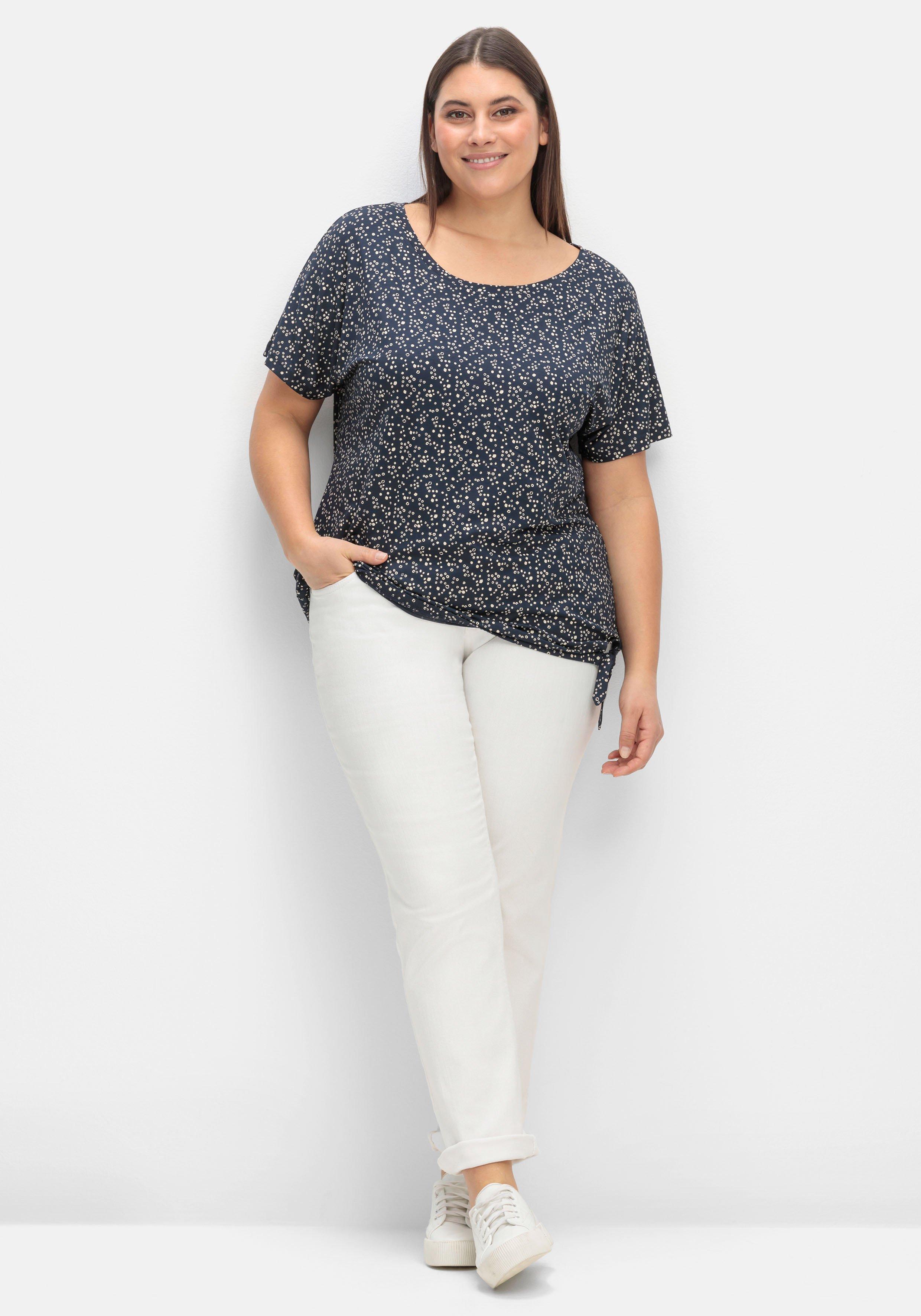 T-Shirt mit Gummizugbund und Knotendetail
