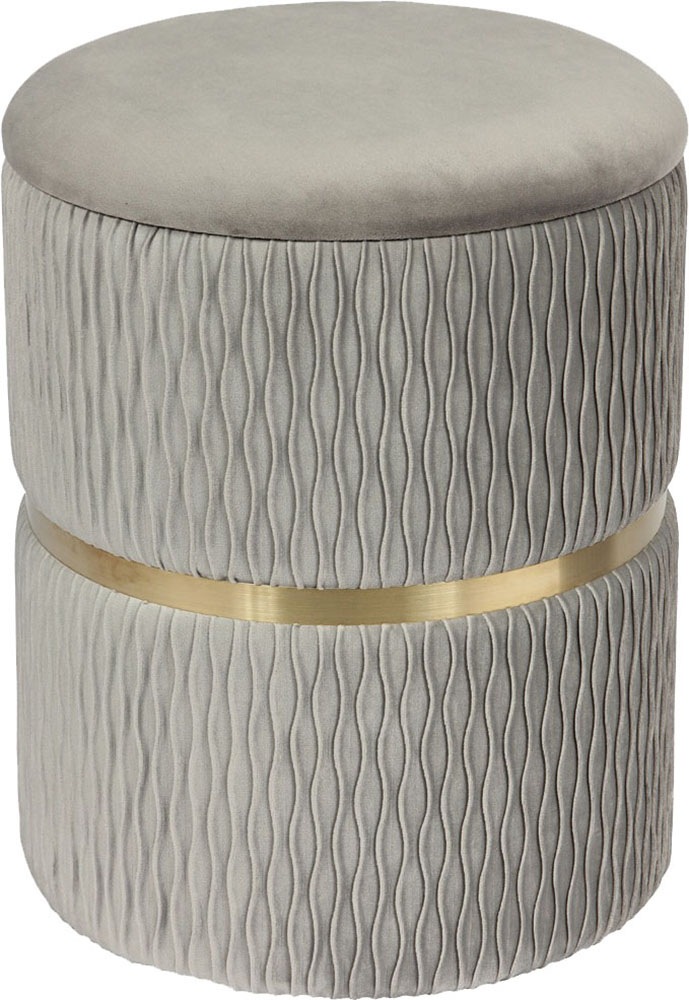 Kayoom Polsterhocker »Hocker Zora 425 2er-Set, Praktischer und versteckter Stauraum« Set, 2 Stk. tlg. 2er-Set mit Stauraum, ineinander stapelbar, goldener Ring