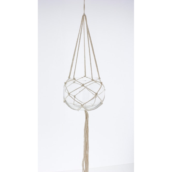 Dekohänger Schale in Netz - aus Glas und Textil - ca. 15 x 11 cm