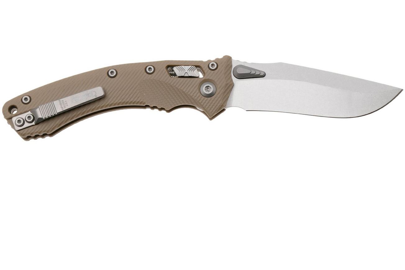 Microtech Amphibian 137RL-10FLGTTA, Stonewashed M390MK, Fluted Tan G-10 zakmes