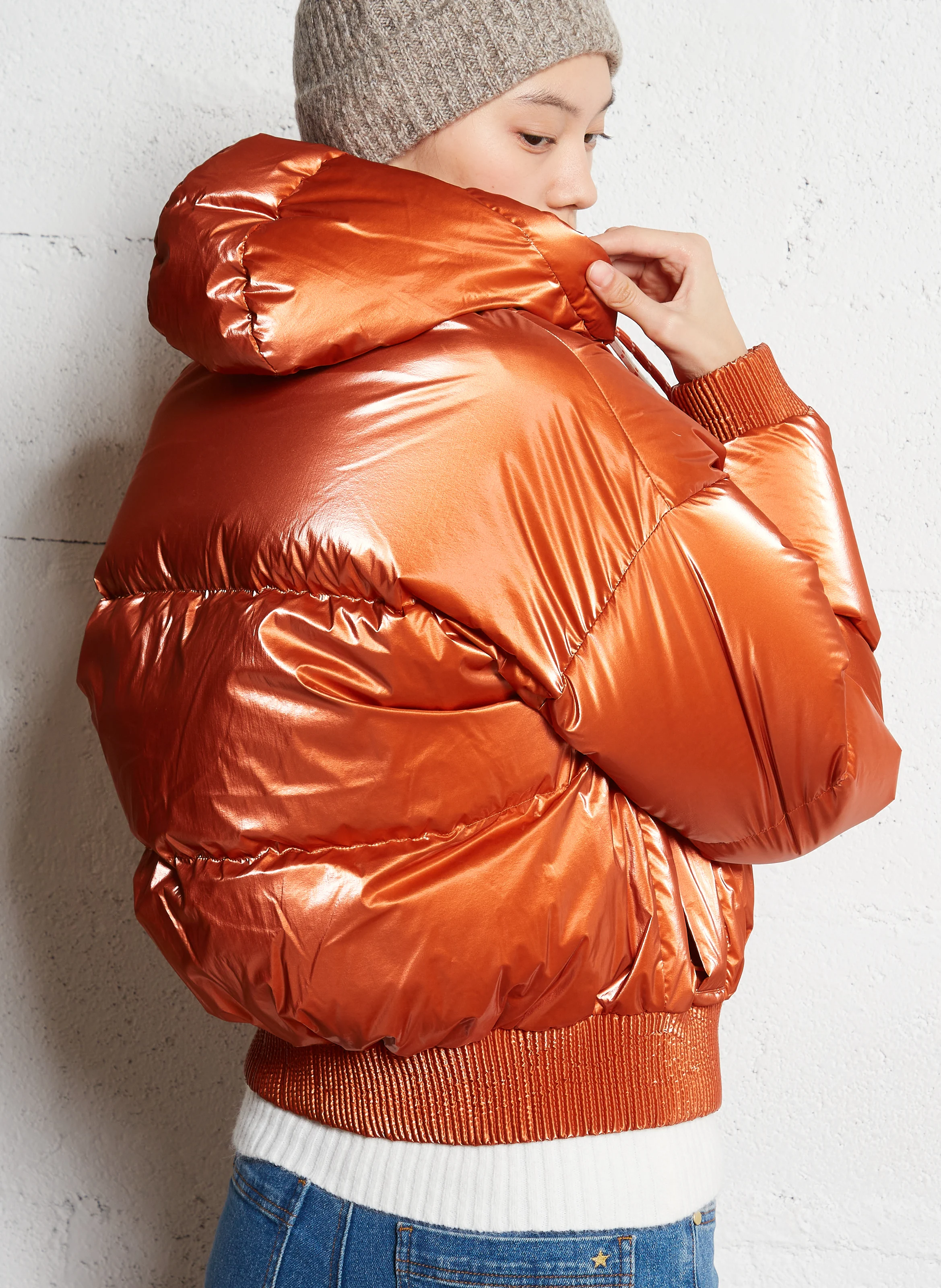 NINE - Doudoune courte à capuche | Orange