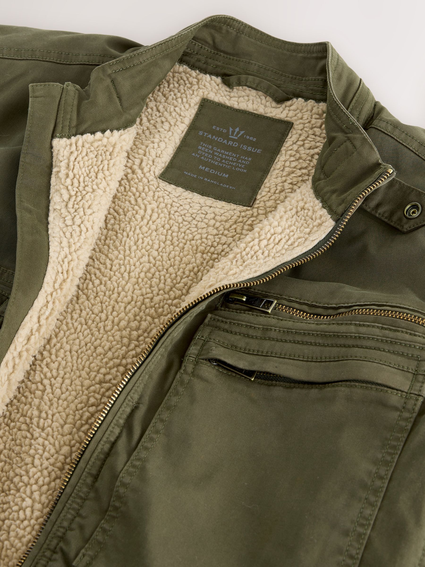 Kakigroen - Borg Lined Zip Through Funnel Jacket